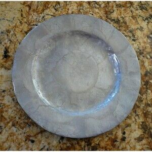Vintage Capiz Oyster Shell Plate 8" Silver Gray Philippines